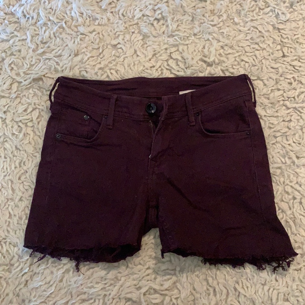 Maroon Denim Shorts